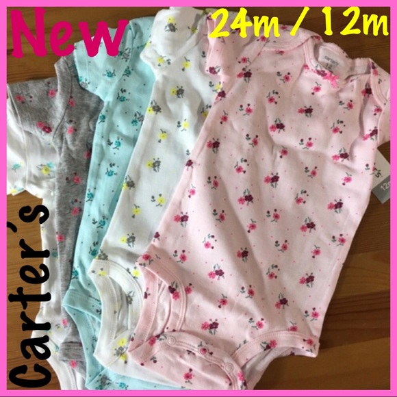  Carters 5 Bodysuits Carters Floral Flowers Pack - Picture 2 of 7